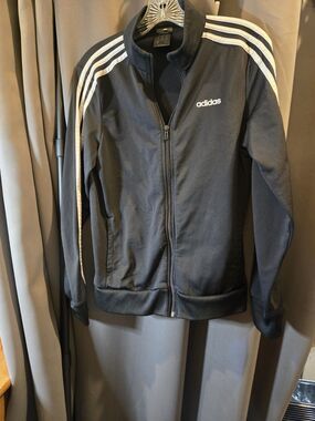 Adidas Classic Three Stripes Full Zip Track Sweatshirt, Women Unisex Medium
